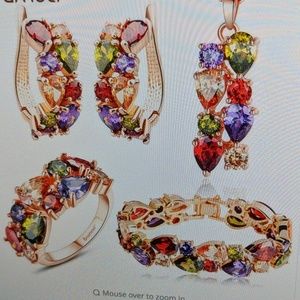 Bamoer  set necklace, bracelet, earrings, ring.
